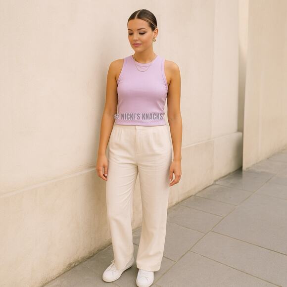 Livi by Olivia Rae Lilac Purple Ribbed Tank Top High Neck Racerback Size S - Picture 8 of 9